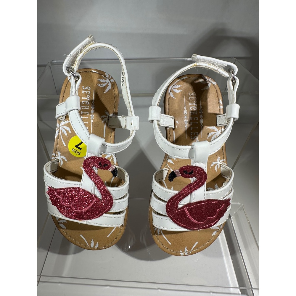 Seychelles Kids Cigno White Flamingo Glitter Sandals Toddler Size 7 KR25278B